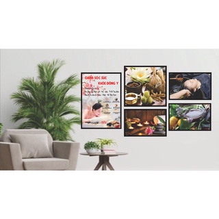 Tranh spa 5 tranh ( 1 tranh 50 x 70 = 1 tranh 50 x 50 = 3 tranh 50 x 30