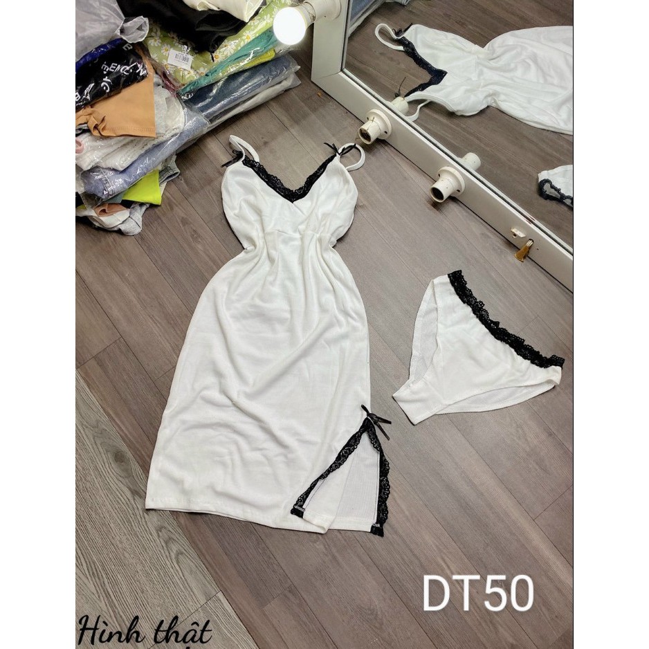 Sét đầm ngủ kèm quần chíp chất vải Gân Shop Cam Kết Hàng Y Hình Kèm Ảnh Thật Chính Chủ
