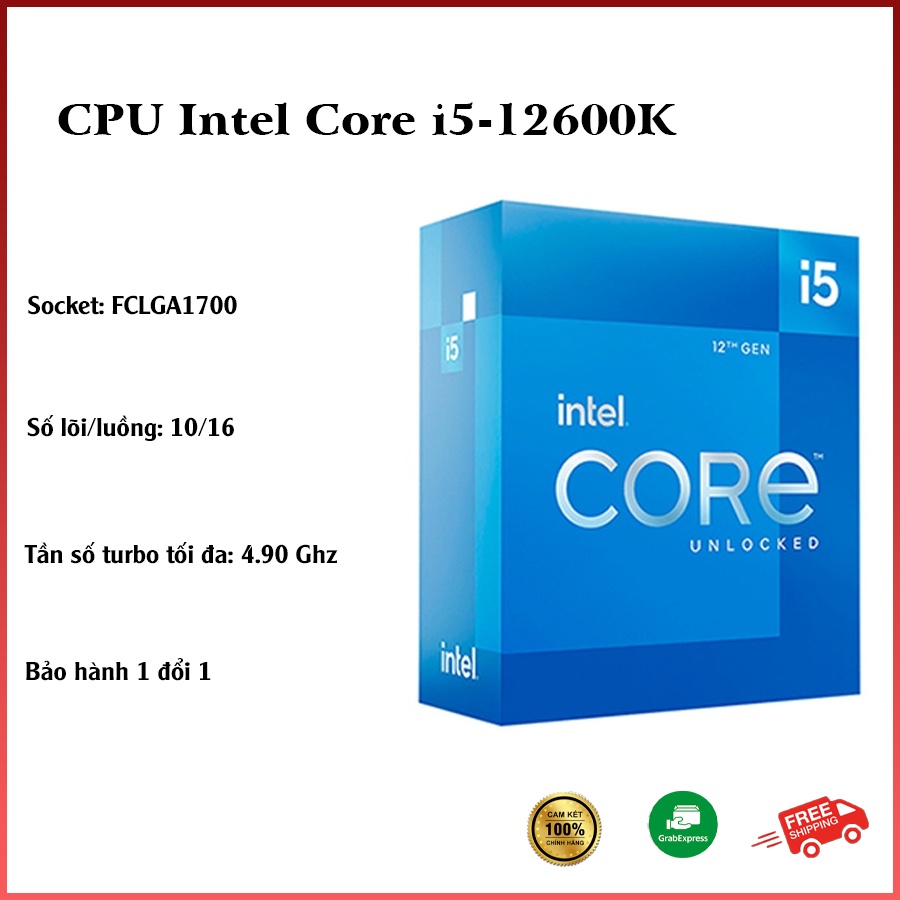 CPU PC Intel Core i5-12600K (20M Cache, up to 4.90 GHz, 10C16T, Socket 1700) Alder Lake