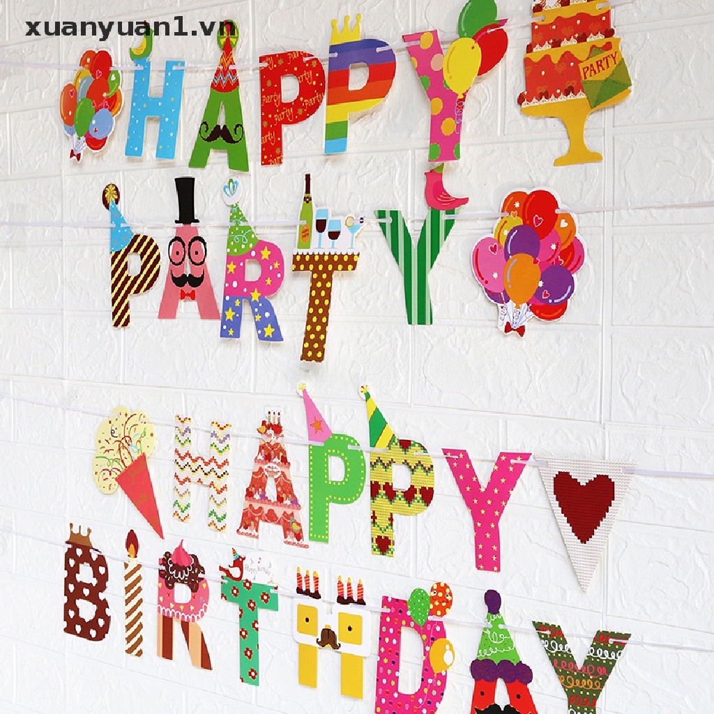 Dây Cờ Treo Trang Trí Sinh Nhật In Chữ Happy Birthday