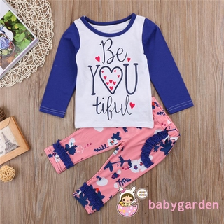 Bộ áo thun dài tay in chữ + quần cho bé