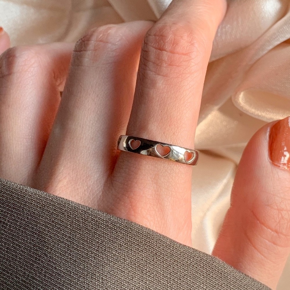Nhẫn Hình Trái Tim Đơn Giản Có Thể Điều Chỉnh Kích Cỡ Phong Cách Hàn Quốc Dành Cho Nữ