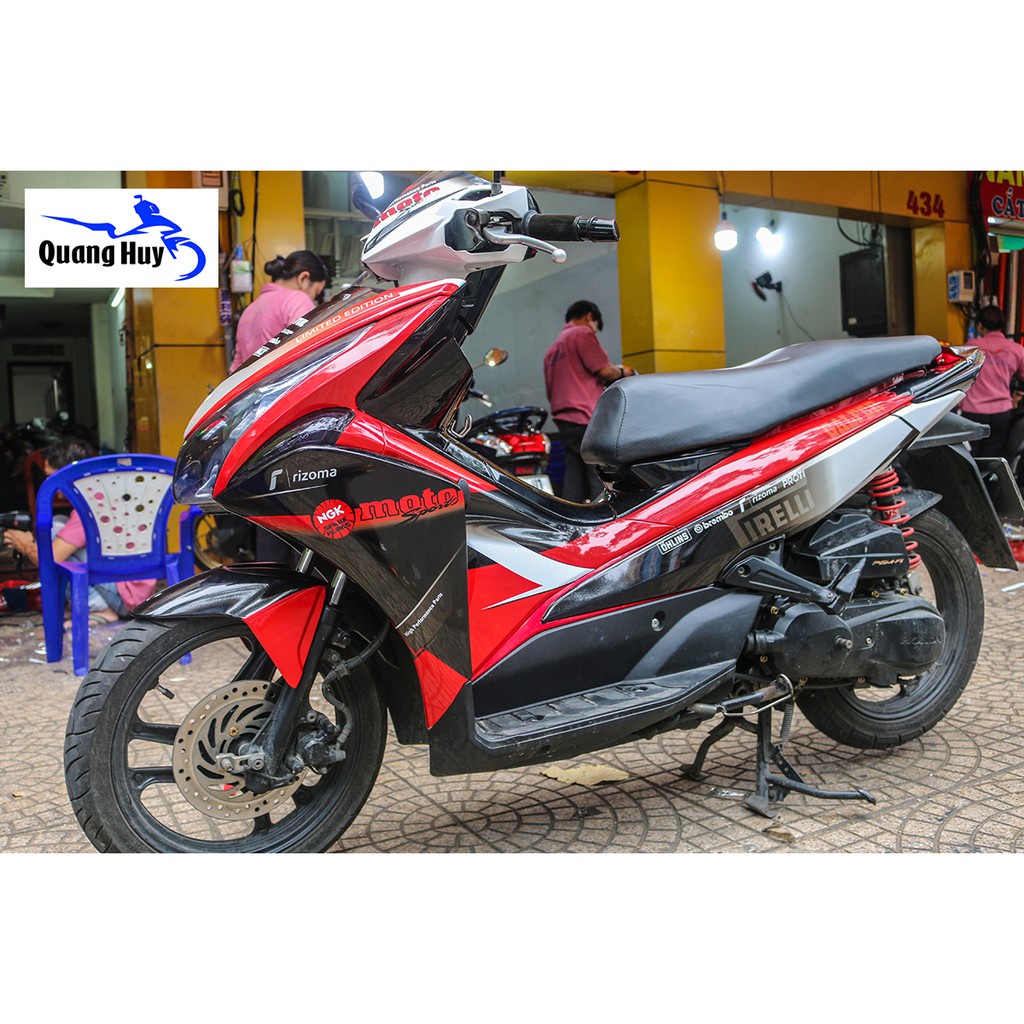Tem trùm air blade ♦FREESHIP♦ đỏ đen đời 2011, độ team trùm ab dán phủ dàn áo xe đen đỏ rẻ đẹp