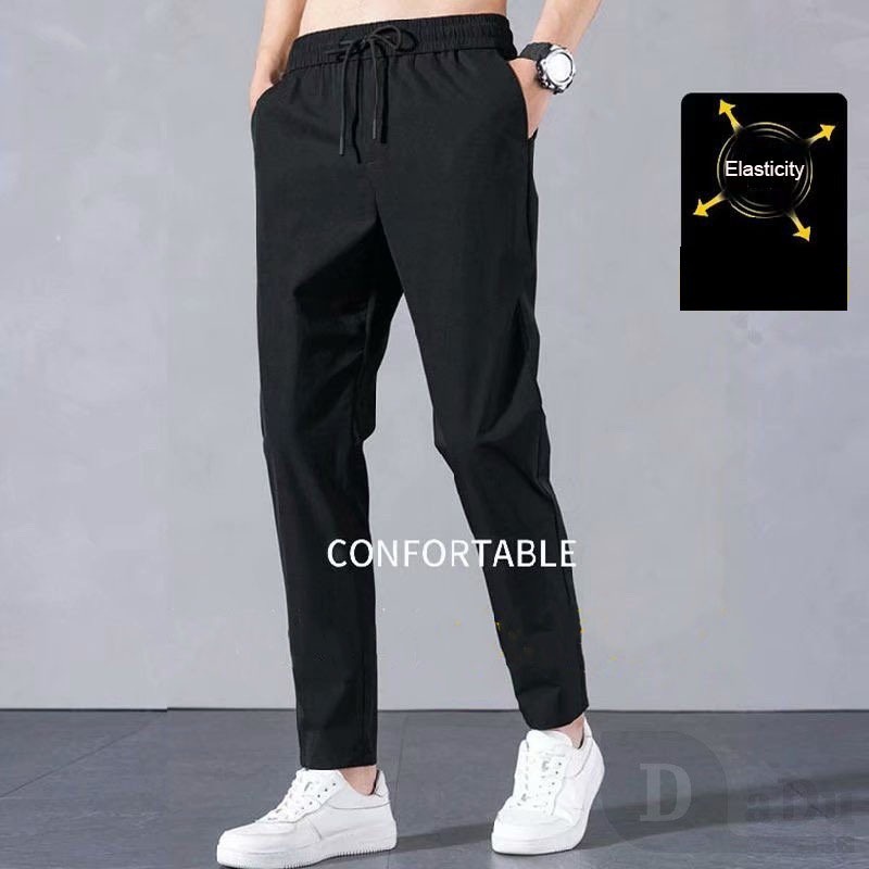 Quần Dài Thể Thao Ống Suông Vải Lụa Mát Nhanh Khô Phong Cách Hàn Quốc Thời Trang Cho Nam