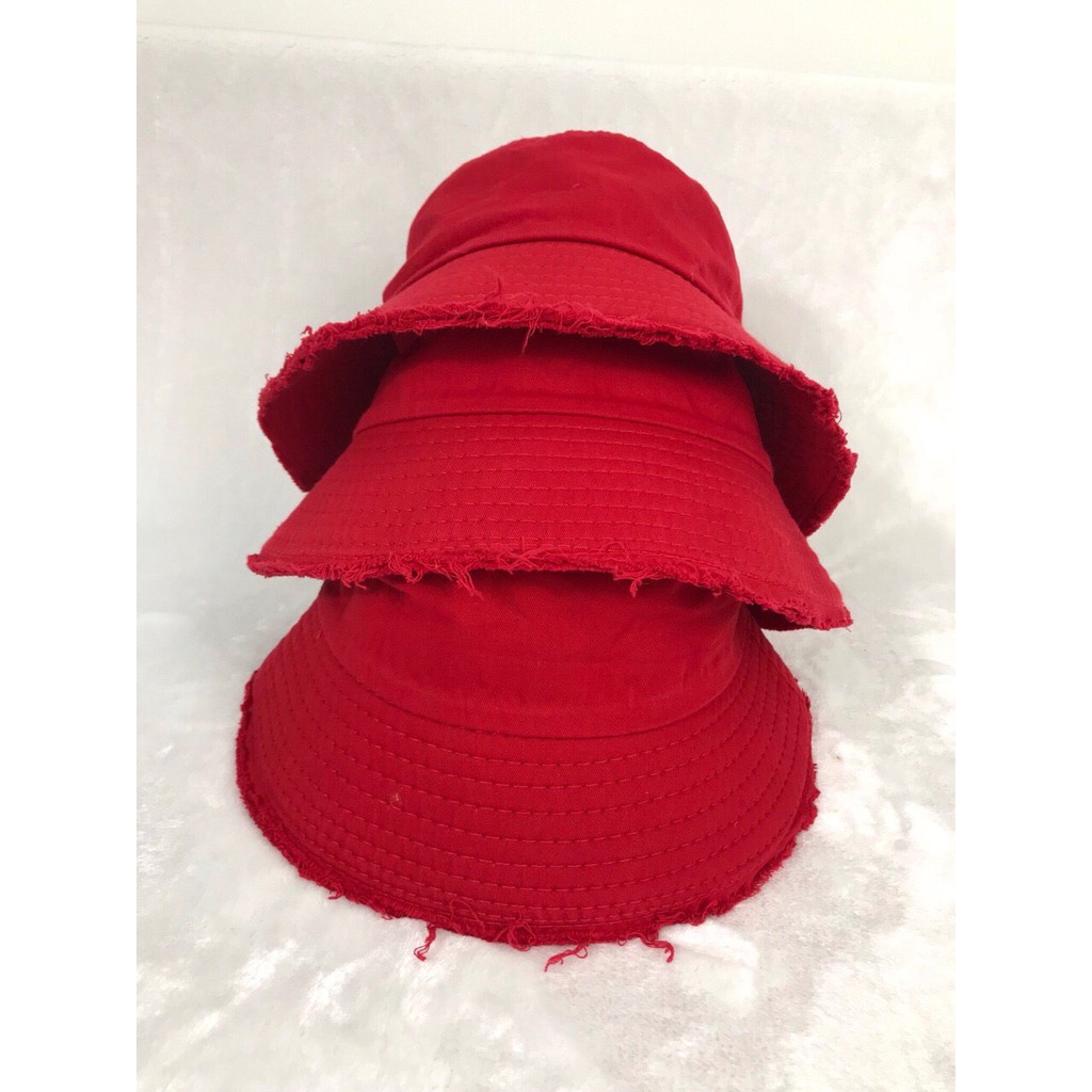 Nón bucket đỏ trơn thời trang