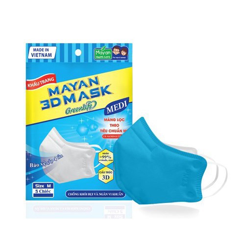 Khẩu trang Người lớn, Trẻ em Mayan 3D Mask 5 cái/túi