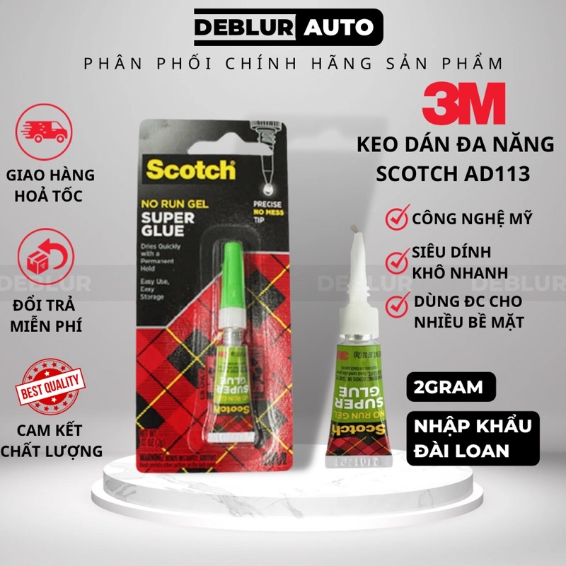 Keo dán giày 3M Scotch Ad113 2gram - dán gỗ, nhựa, cao su, sắt, da, gốm sứ - keo sệt nhanh khô dễ sử dụng