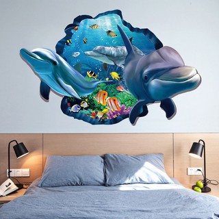Sticker dán 3d hình cá heo 60x90 cm