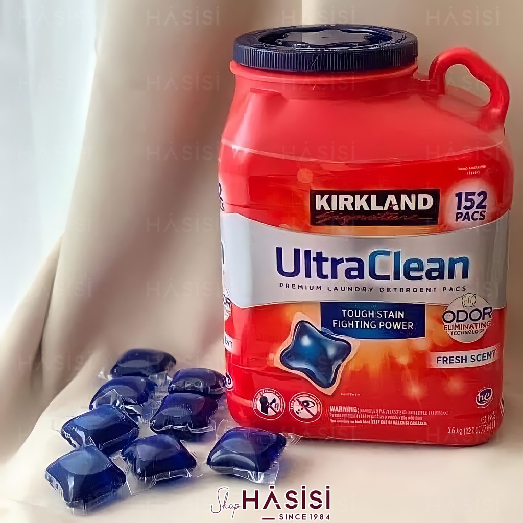Nước Giặt Dạng Viên  KIRKLAND - Ultra Clean Premium Laundry Detergent Pacs 3.6kg (152 Viên)