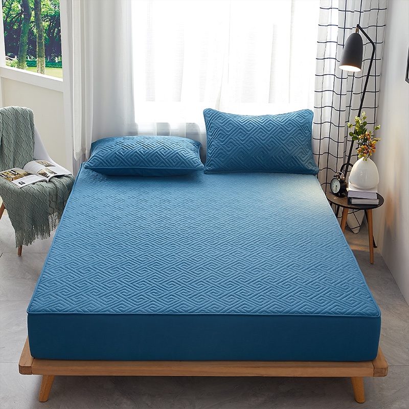Ga trải giường trần bông cao cấp drap giường ETAMI cotton 100% hàn quốc màu biển đậm