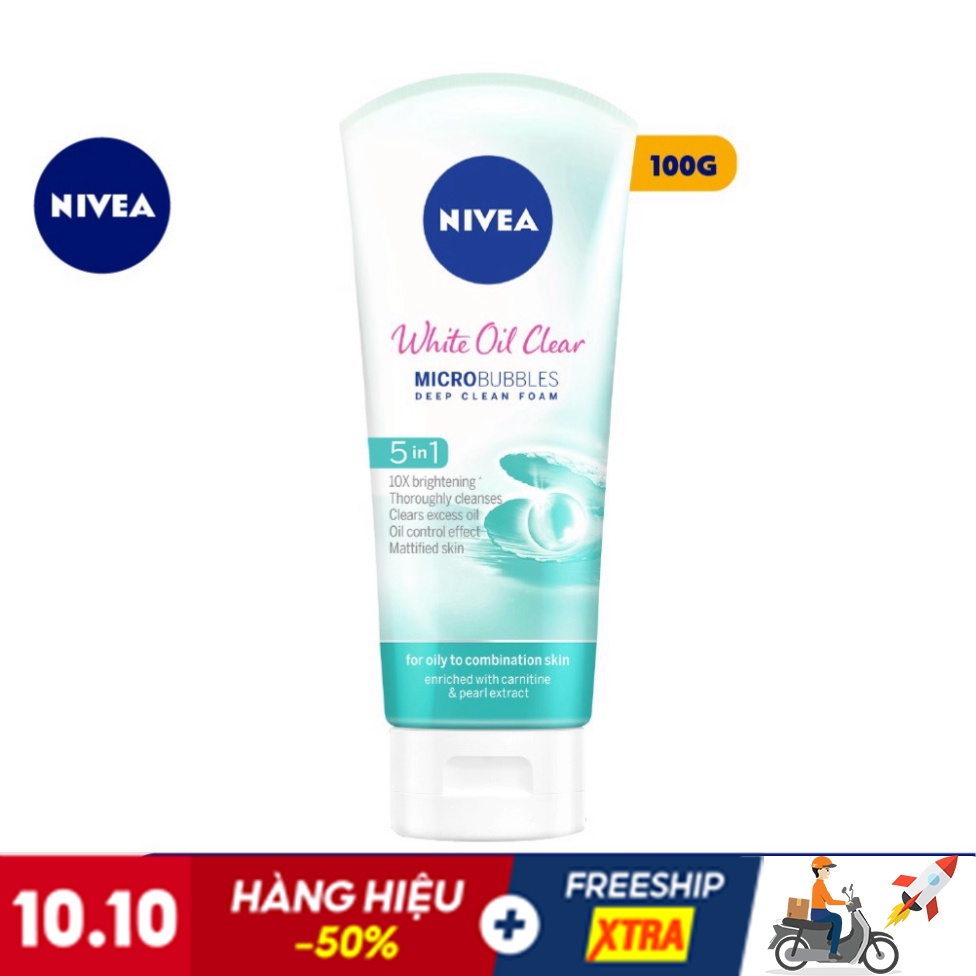 Sữa rửa mặt NIVEA White Oil Clear giúp trắng da sạch nhờn (100g) - 84951