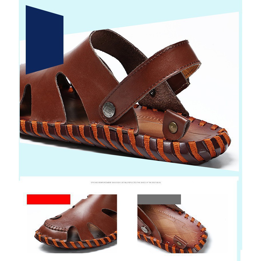 @f 11.11 free Summer Men Sandal Shoes Split Cow Leather Thiết kế dây đeo ngoài trời uy tín Uy Tín 2020 Az1 x . .;