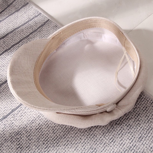 Mũ baret / mũ newsboy thuỷ thủ tròn nữ chất dạ thô có dây điều chỉnh