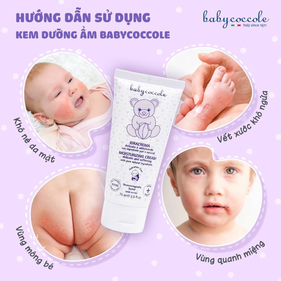 Kem dưỡng ẩm cho bé Babycoccole 0M+ dưỡng da trẻ em &amp; em bé từ sơ sinh chiết xuất hạnh nhân 75ml