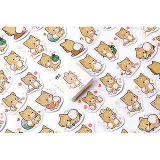 Bộ 46 sticker cún đáng yêu hàn quốc dán trang trí e37