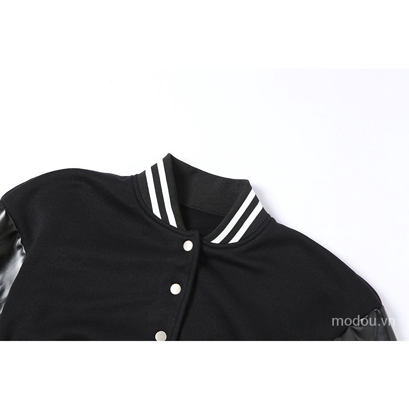 Áo Khoác Bomber Da Pu Dáng Ngắn Thời Trang Thu Đông Cá Tính