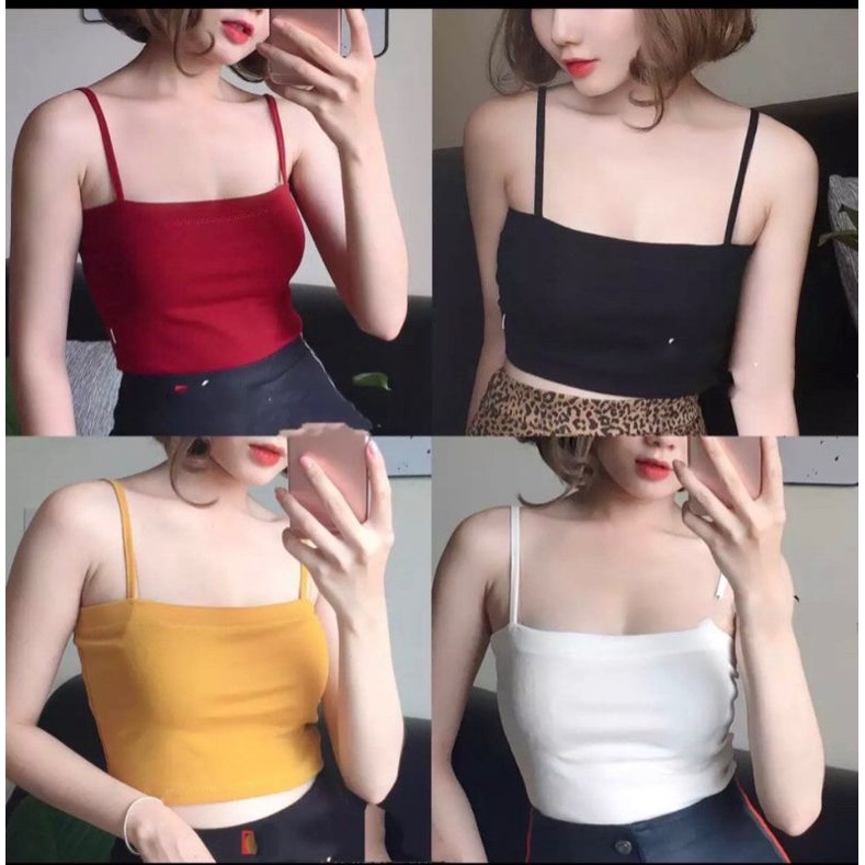 Áo Hai Dây Nữ CROPTOP , Áo Hai Dây Sợ Bún , Thun Cotton Có Giãn 4 Chiều