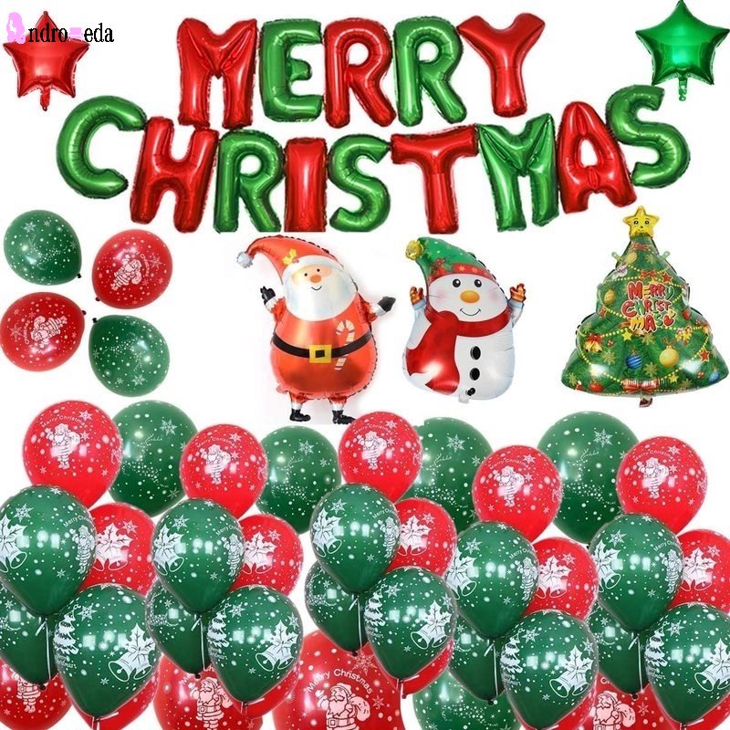 Set 10 Bong Bóng 10 Inches In Họa Tiết Ông Già Noel Trang Trí Tiệc Giáng Sinh / Năm Mới Cho Bé