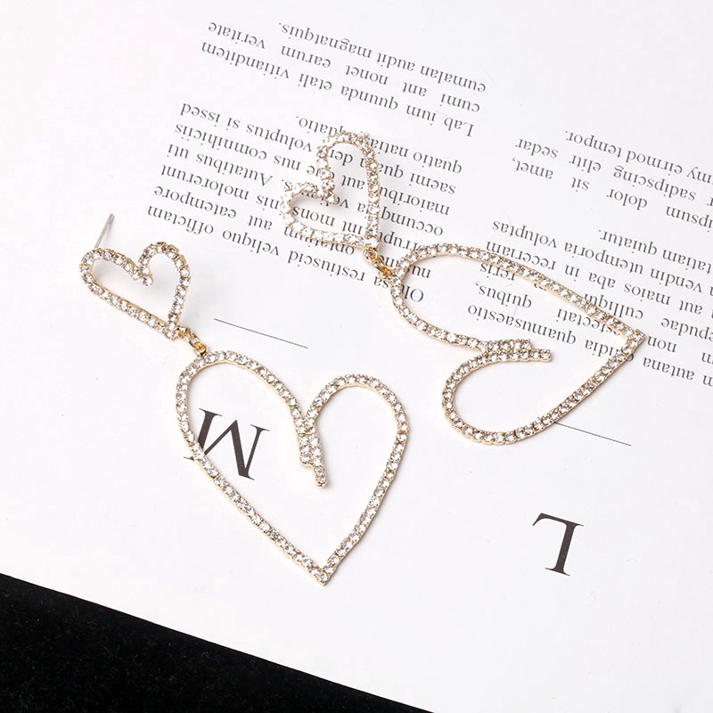 Khuyên tai mạ bạc 925 hình trái tim đính đá phong cách thời trang Hàn