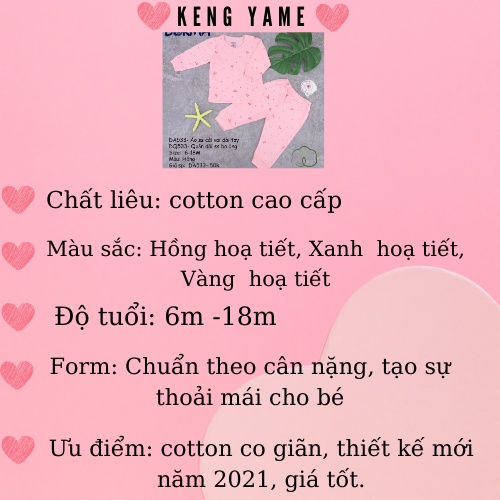 Bộ dài cho bé bộ dài tay thu đông DOKMA  chất cotton mềm mịn cho bé gái , bé trai mới 2021