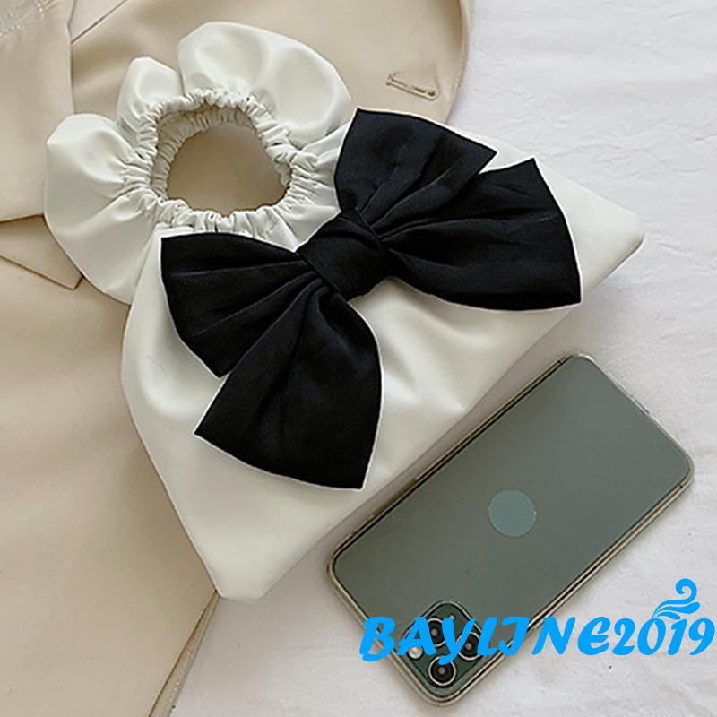 Bay-túi Xách Tote Cao Su Dây Thun Cao Su Co Giãn Có Thắt Nơ Trang Trí Nơ Màu Trắng/Đen Cho Nữ