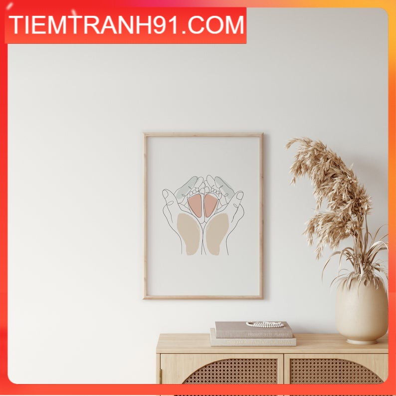 Tranh treo tường | Line art-Baby Feet Print, Fine Line Print Set 46 , tranh canvas giá rẻ