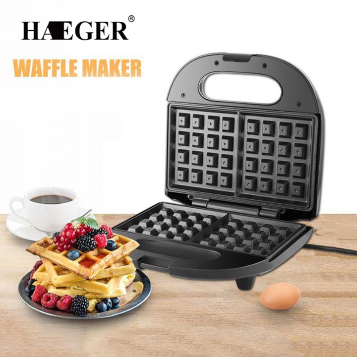 Máy làm bánh waffle khuôn vuông Haeger [Đại lý Chính Hãng]