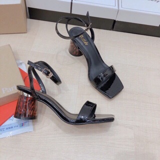 Sandal gót trụ màu hổ phách 5cm