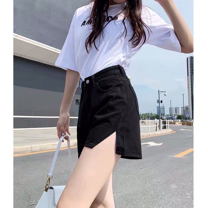 Quần Short Jeans Nữ TDSHOPNT Lưng Cao Xanh Nhạt Thiết Kế Nắp Túi Cá Tính - QS34
