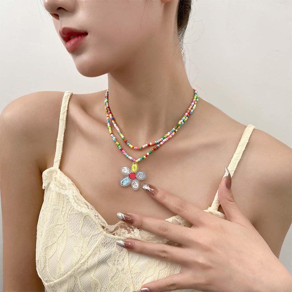 Vòng cổ Hai Lớp Đính Hạt Hình Bướm Phong Cách Bohemian Thời Trang Mùa Hè Cho Nữ