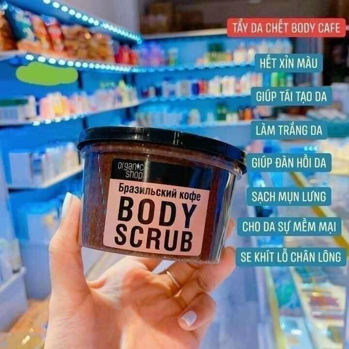 Tẩy tế bào chết Body Organic Shop Organic Coffee & Sugar 250 ml giúp da mềm mịn tươi sáng hàng chuẩn nga Loại 1