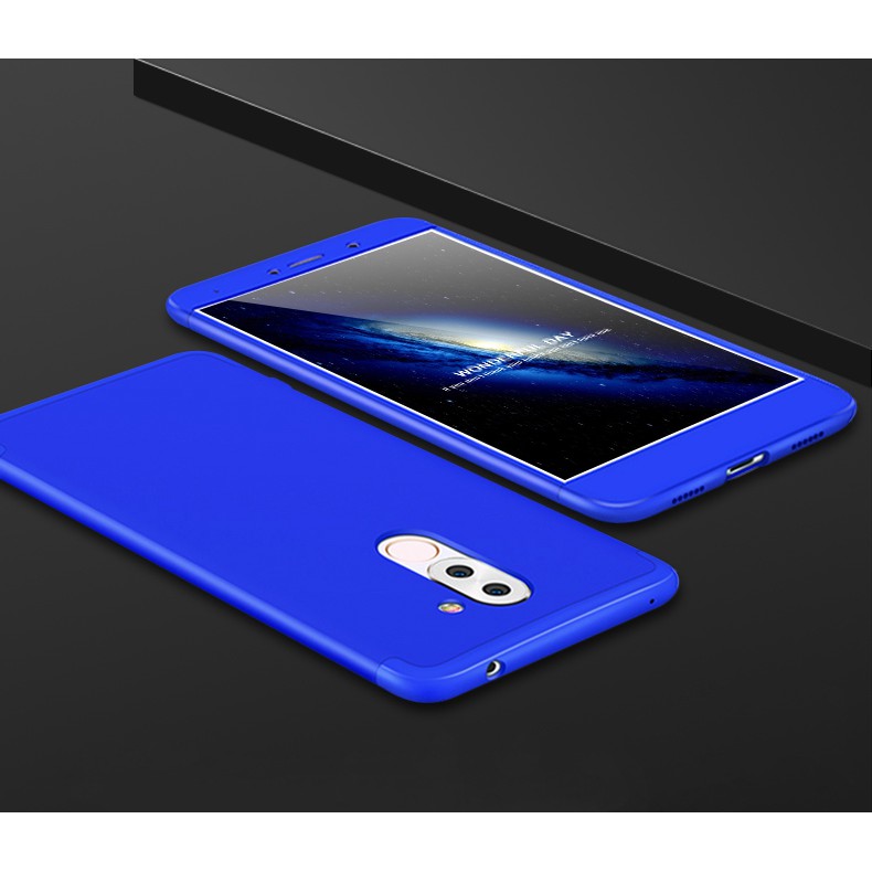 Ốp điện thoại nhựa cứng 3 trong 1 màu trơn nhám bảo vệ toàn diện cho Huawei Honor 6X/GR5 2017