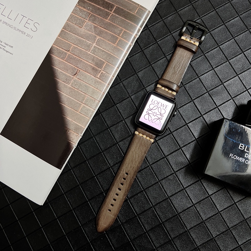 Dây Đeo Da Sáp Dầu Kiểu Vintage Cho Đồng Hồ Thông Minh Apple Watch Series 7 6 5 4 3 2 1 SE iwatch7 45mm 38/41/40/42 44mm