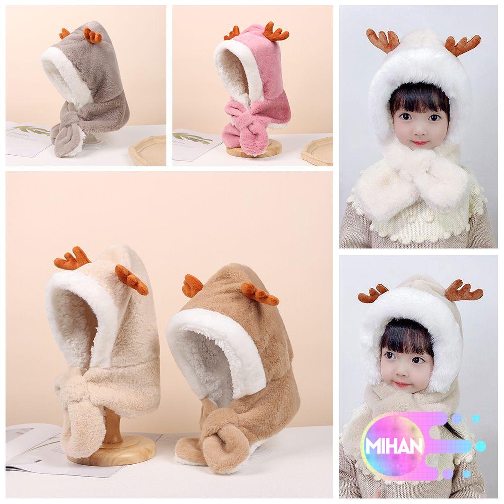 Mũ trùm đầu khăn quàng cổ hình sừng hươu dễ thương cho bé