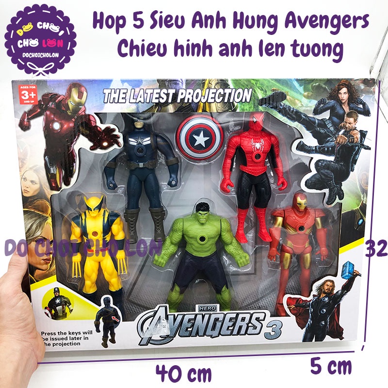 Hộp đồ chơi mô hình 5 siêu anh hùng Avengers chiếu ảnh lên tường 0892-1- Đồ chơi Siêu Nhân