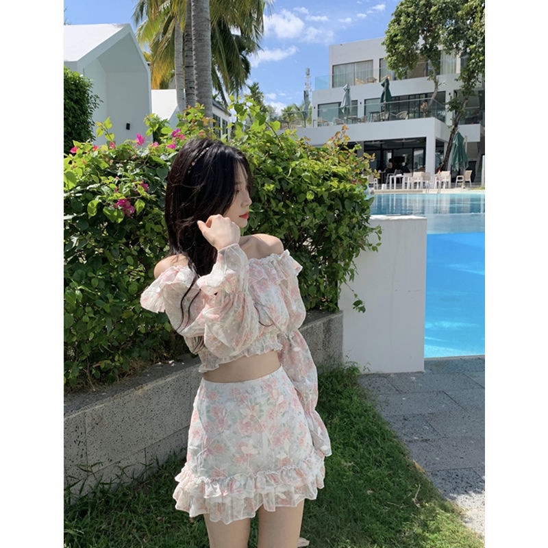 Bộ Áo Ren Hoa Trễ Vai + Chân Váy Ôm Dáng Thời Trang Xuân Hè Hàng Mới 2022