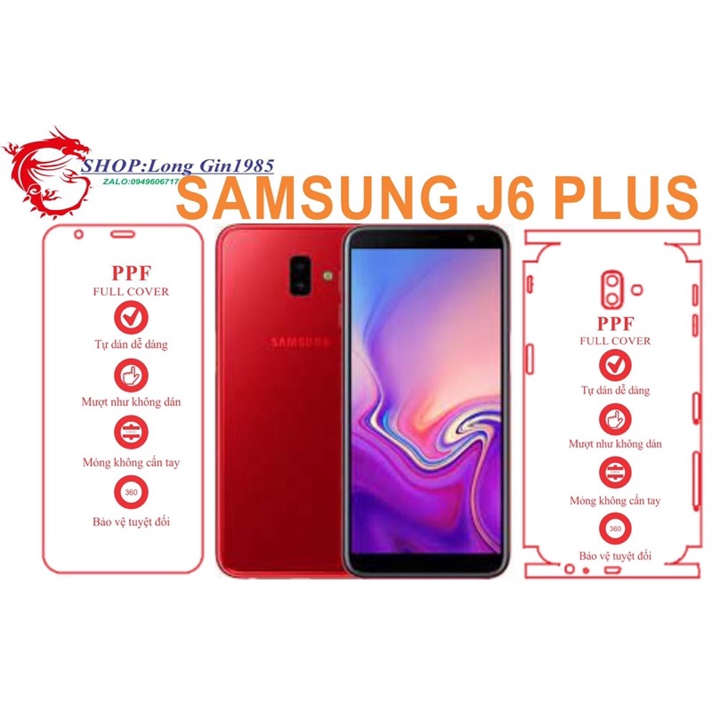 Samsung J6plus miếng dán trong Ppf mặt sau và mặt trước chống va đập chống trầy xước