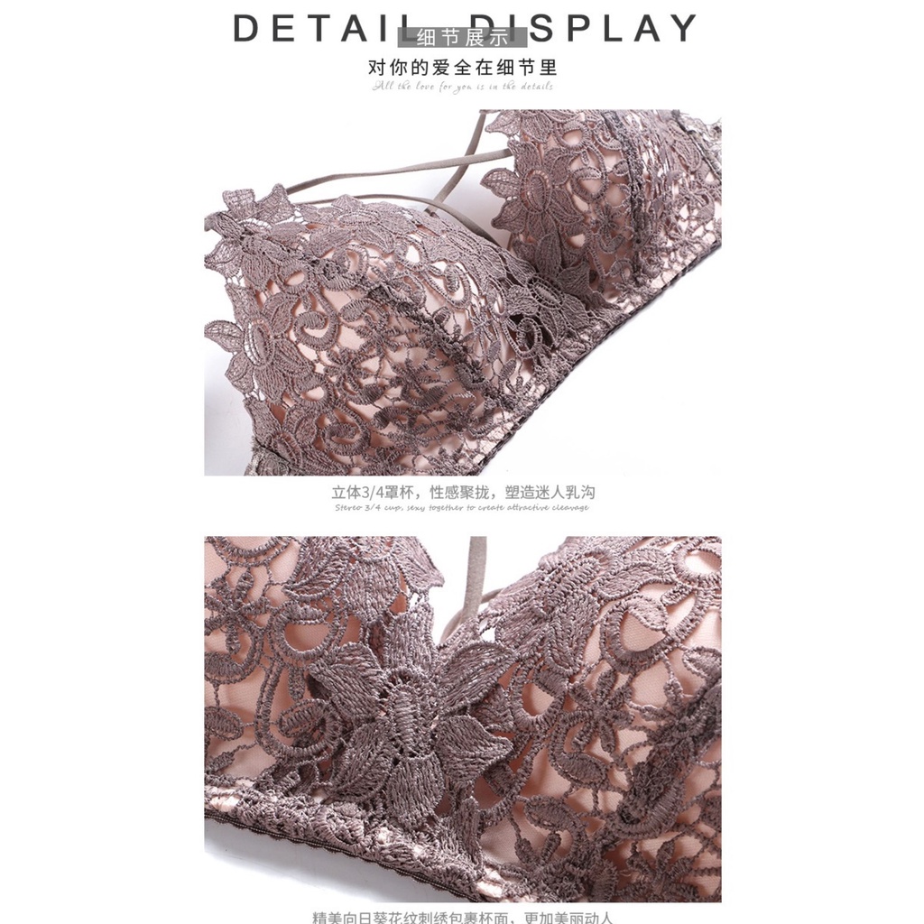 Áo Lót Thêu Ren Không Gọng Quyến Rũ Thoải Mái Cho Nữ