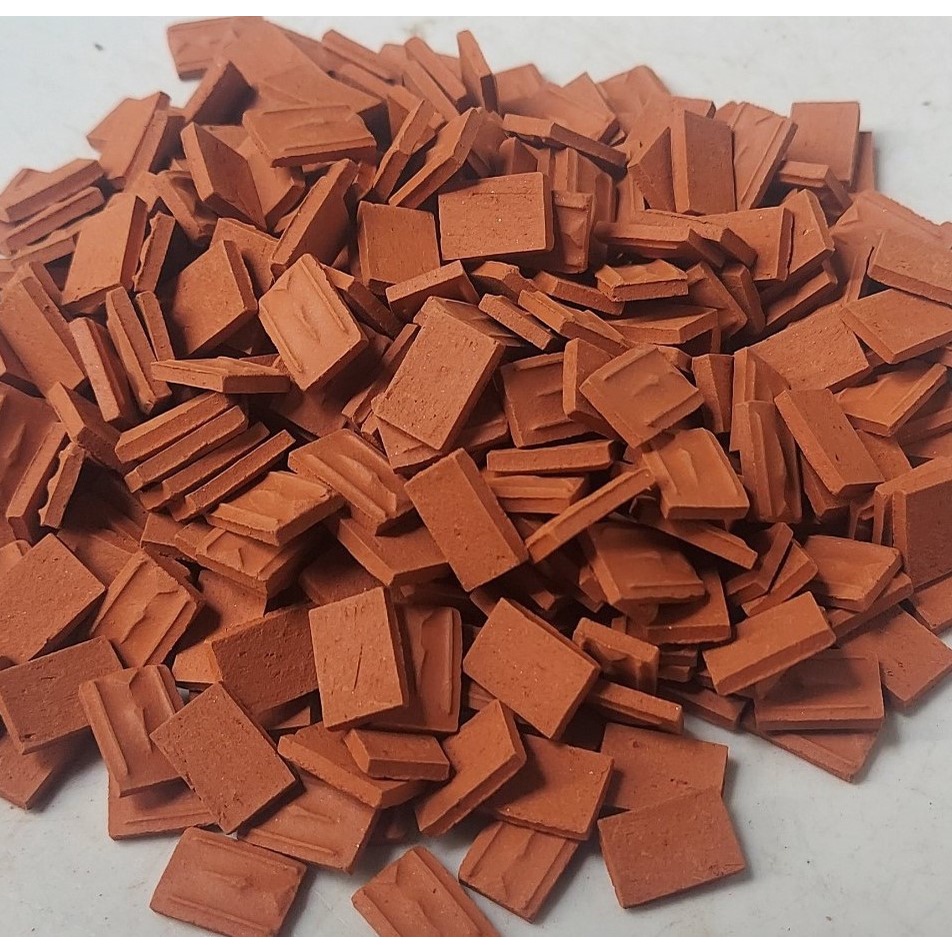 100 viên - NGÓI VUÔNG Mini 15x10x2mm, Gạch Ngói Đất Sét Nung Mô Hình, Tiểu Cảnh.