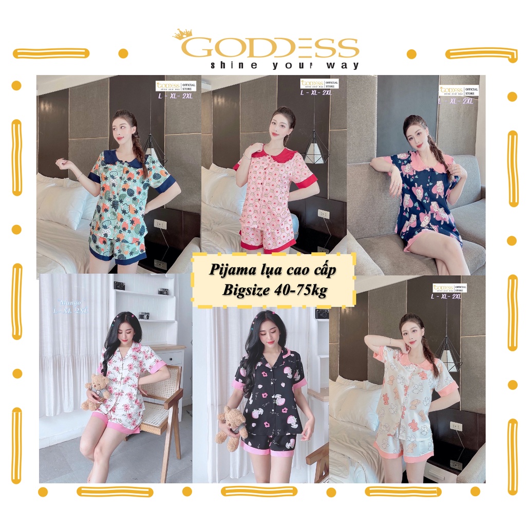 Bộ đồ Pijama Lụa Mango 💖 Đồ ngủ đùi phối cổ xếp ly Bigsize 40-75kg cao cấp Mango mát lịm