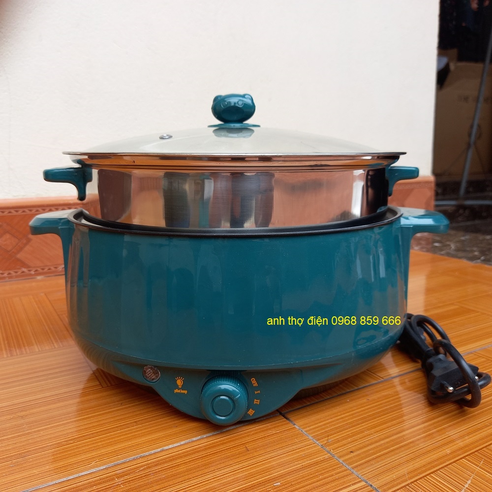 Nồi Lẩu Mini Đa Năng Tích Hợp nấu Lẩu, hấp, chiên, rán, xào, luộc, hầm, om