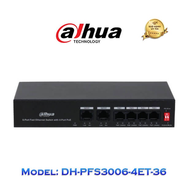 Switch chia mạng POE Dahua 6 Port DH-PFS3006-4ET-36 Chính Hãng dahua