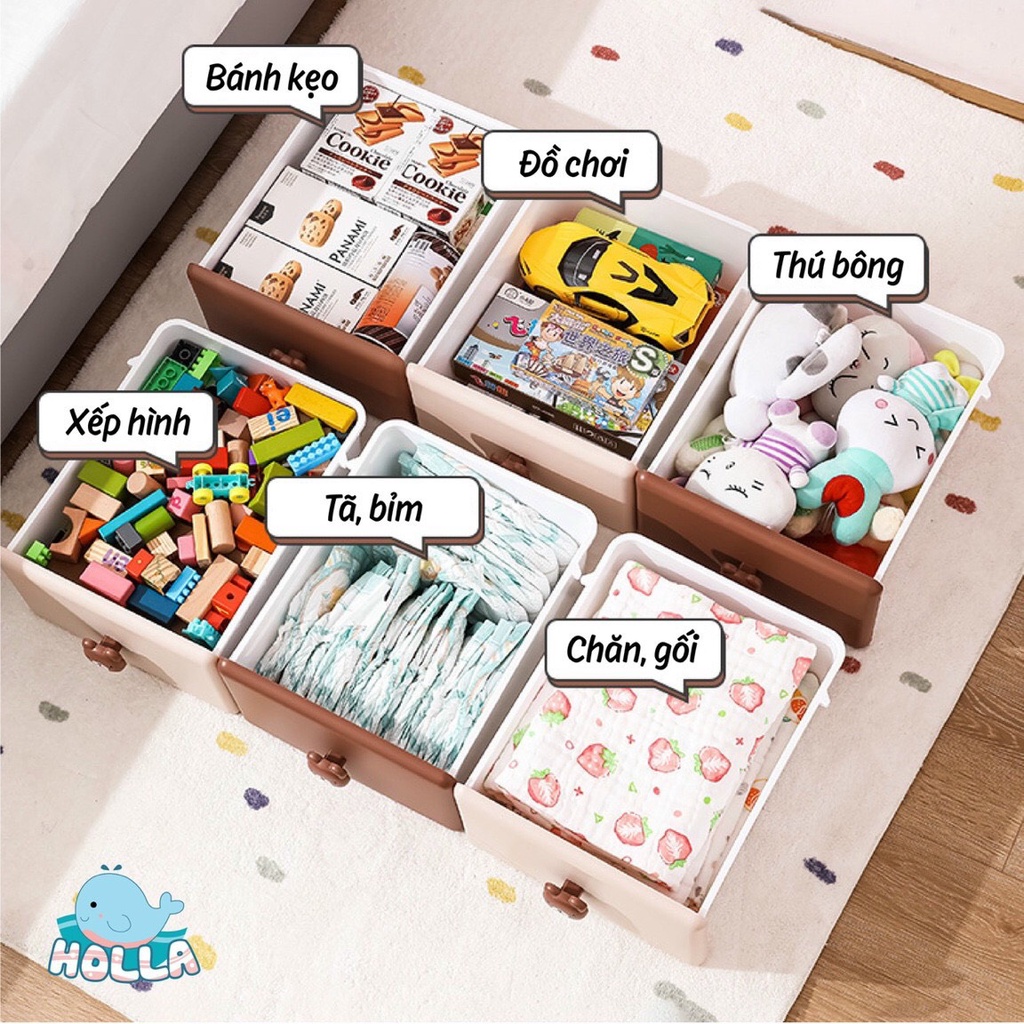 Tủ Để Đồ/Tủ Nhựa Ngăn Kéo Đa Năng Holla Họa Tiết Đáng Yêu  3-4 Tầng Chất Liệu Nhựa Cao Cấp