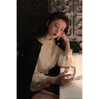 Áo nữ tay dài phối ren thời trang mới mẻ cá tính