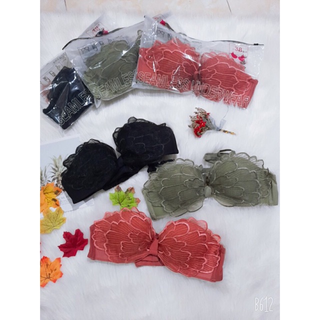Hot- Bộ đồ lót su ren cánh hoa siêu nâng ngực T01