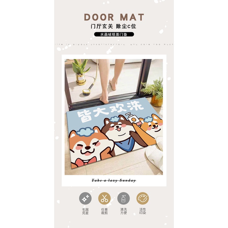 Thảm Nhung Lót Sàn Chống Trượt Họa Tiết Hoạt Hình Dễ Thương