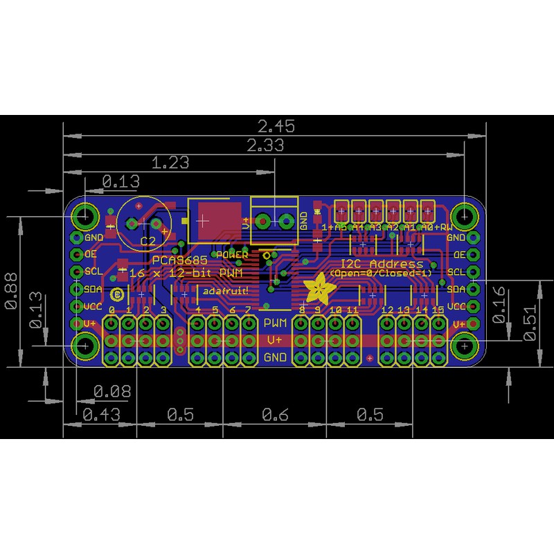 Mạch Điều Khiển 16 kênh PWM PCA9685