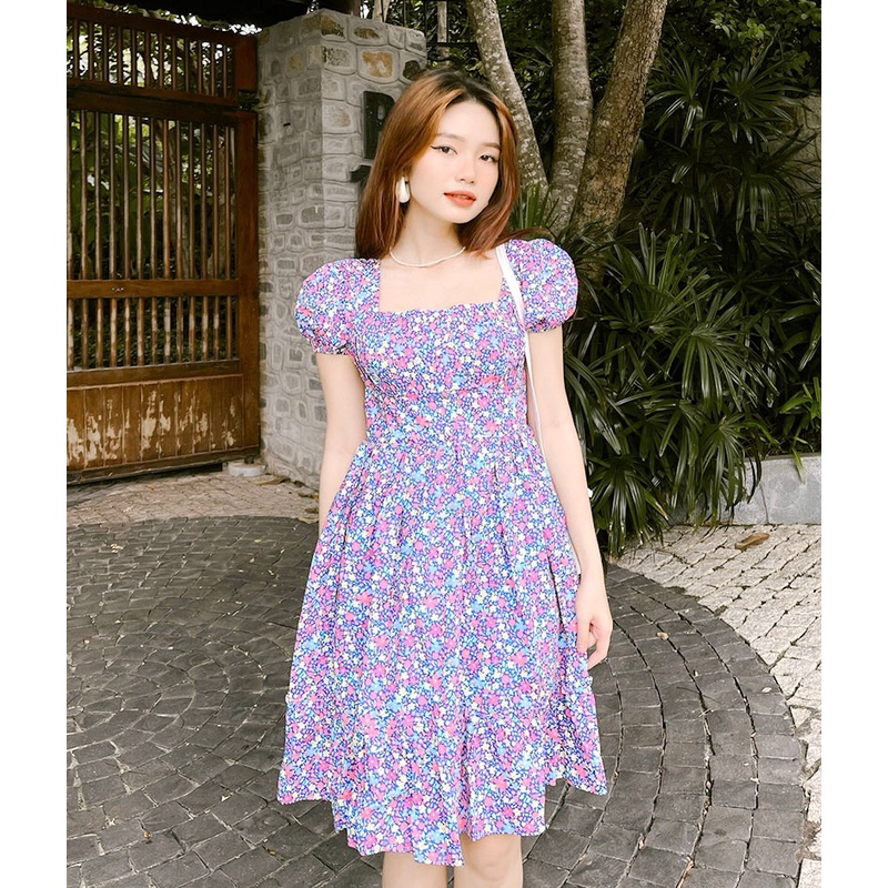 Đầm Hoa Nhí Xếp Ngực - AD22003