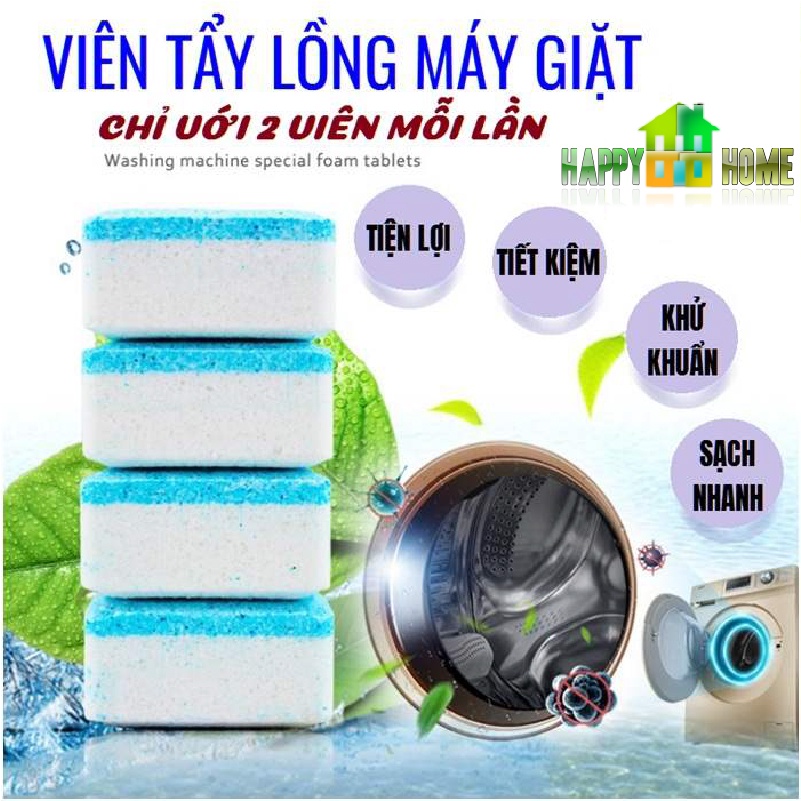 Viên Tẩy Vệ Sinh Lồng Máy Giặt, Sủi Sạch Vi Khuẩn, Tẩy Sạch Cặn Bẩn Lồng Giặt( Hộp 12 Viên)