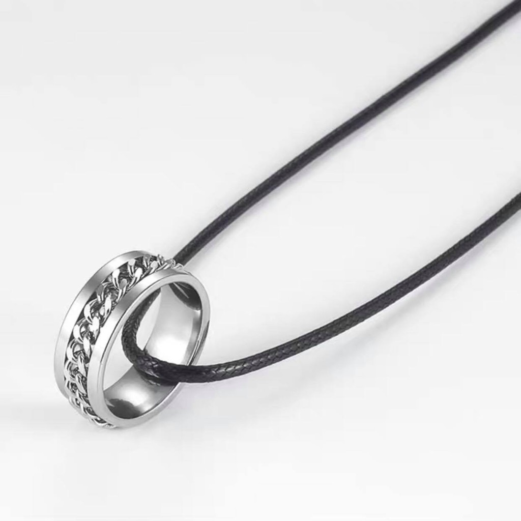 dây chuyền vòng cổ kèm nhẫn xích titan không gỉ unisex